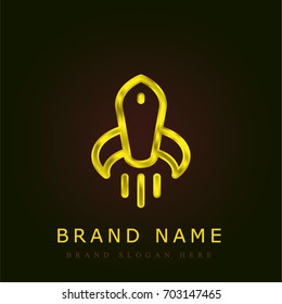 Rocket launch golden metallic logo