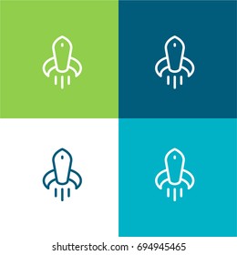 Rocket launch green and blue material color minimal icon or logo design