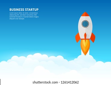 Rocket launch icon - can be used to illustrate cosmic topics or a business startup, launching of a new company