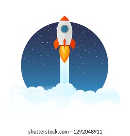 Rocket launch icon - can be used to illustrate cosmic topics or a business startup, launching of a new company