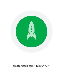 rocket launch icon. Icon in colored circle with gray bold border. Web button, modern flat design