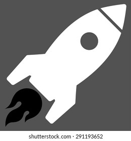 Rocket Launch icon from Commerce Set. Vector style: bicolor flat symbol, black and white colors, rounded angles, gray background.
