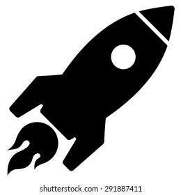 Rocket Launch icon from Commerce Set. Vector style: flat symbol, black color, rounded angles, white background.