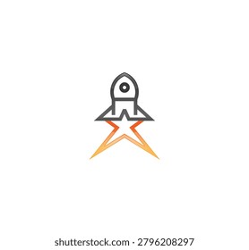 Rocket Launch icon Design -Rocket Star Logo Design