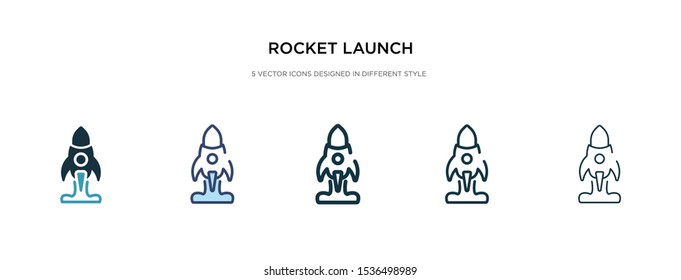 rocket launch icon in different style vector illustration. two colored and black rocket launch vector icons designed in filled, outline, line and stroke style can be used for web, mobile, ui