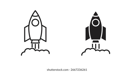 Rocket launch icon elements. doodle graphics icons.