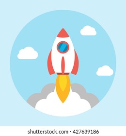 Rocket Launch Icon Flat