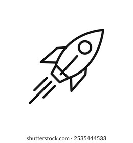 Rocket launch icon Flat art illustration in outline