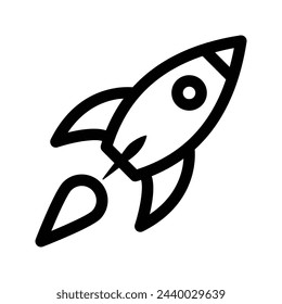 Icono de lanzamiento de cohete. Ilustración plana de icono vectorial