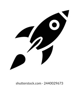 Icono de lanzamiento de cohete. Ilustración plana de icono vectorial