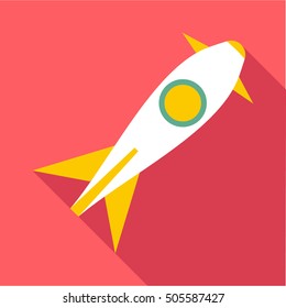 Rocket launch icon. Flat illustration of rocket launch vector icon for web
