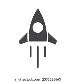 Rocket launch icon Flat simple outline set