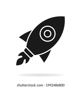 Rocket launch icon flat style isolated on white background. Vector illustration