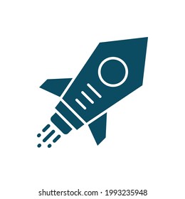 Rocket launch icon flat style isolated on white background. Vector illustration