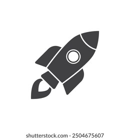 Rocket launch icon in flat style. Space ship vector illustration on isolated background. Spaceship sign business concept.