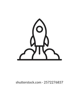 Rocket launch icon Flat vector set outline