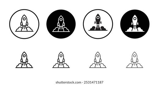Rocket launch icon Isolated flat vector in outline