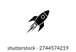 rocket launch icon isolated on white background, space startup concept silhouette flat design vector illustration
