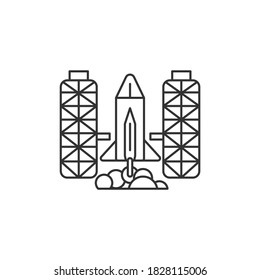 Icono de lanzamiento del cohete aislado en segundo plano. Símbolo de transporte espacial moderno, simple, vector, icono para el diseño de sitios web, aplicación móvil, ui. Ilustración vectorial