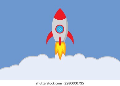Rocket launch icon isolated on background vector illustration flat design