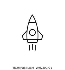 Icono de lanzamiento del cohete, aislado en fondo blanco. ilustración vectorial