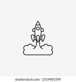 Rocket launch icon isolated on white background