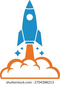 Um ícone de lançamento de foguete isolado, simbolizando start-up, inovação e novos começos