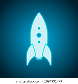 rocket launch icon. Neon style. Light decoration icon. Bright electric symbol