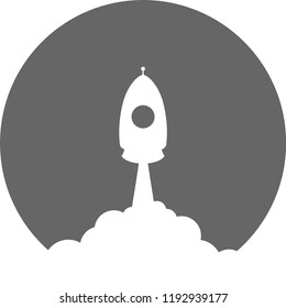 Rocket launch icon on black background