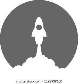 Rocket launch icon on black background