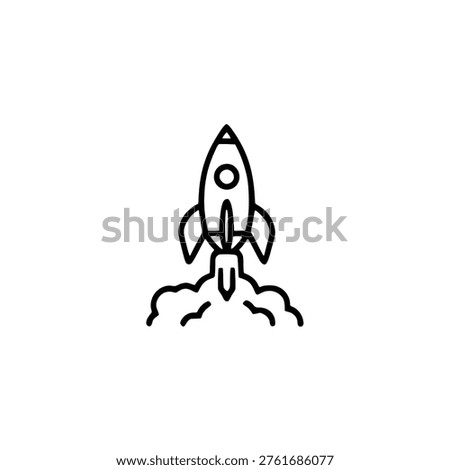 Rocket launch icon on white background startup symbol for new business venture.