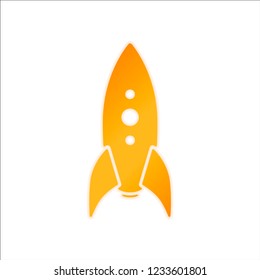 rocket launch icon. Orange sign with low light on white background