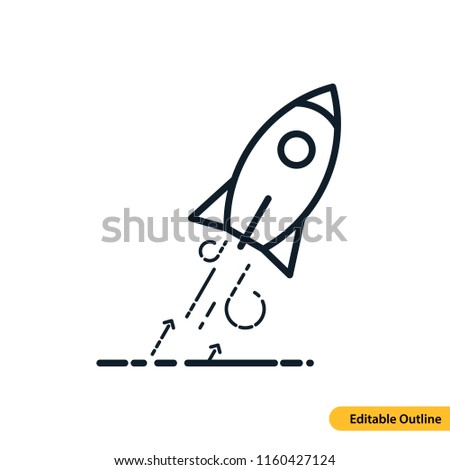 Rocket launch icon outline, Startup, Business opportunity, Aim, Target, Aspiration, Success concept, taking off, Growth, achievement, career growth, ambition