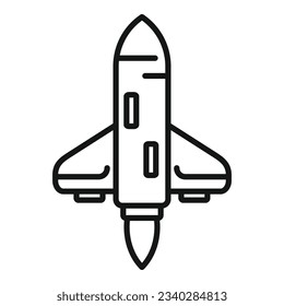 Rocket launch icon outline vector. Start ship. Future sky