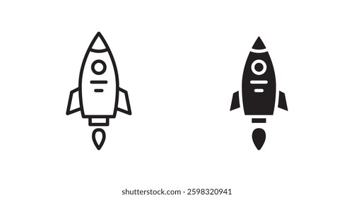 Rocket launch icon outlined icon vector collection.