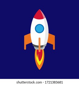 rocket launch icon , rocketship flying in the space , vector , illustrator.