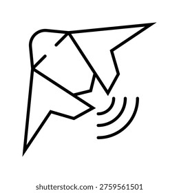 Rocket launch icon. Science and rocketry line symbol. Black and white.