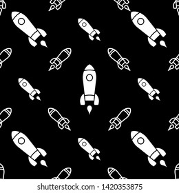 Rocket Launch Icon Seamless Pattern Vector Art Illustration