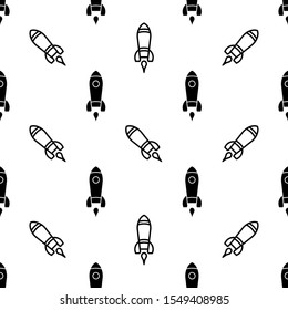 Rocket Launch Icon Seamless Pattern Vector Art Illustration