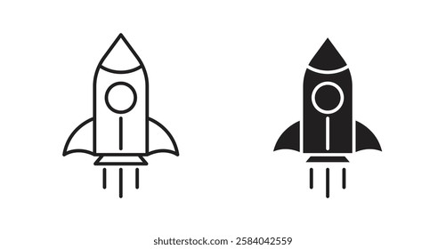 Rocket launch icon set in thin line. vector illustrations for web