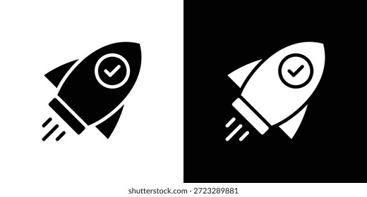 Rocket Launch Icon Sheet Blanco y negro