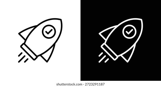 Rocket Launch Icon Sheet Blanco y negro