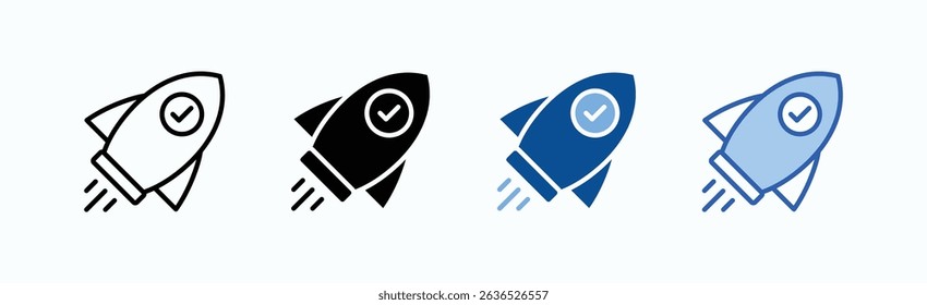 Rocket Launch Icon Sheet Multiple Style Collection Isolated Vector