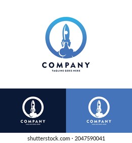 rocket launch icon or sign logo circle vector icon illustration design