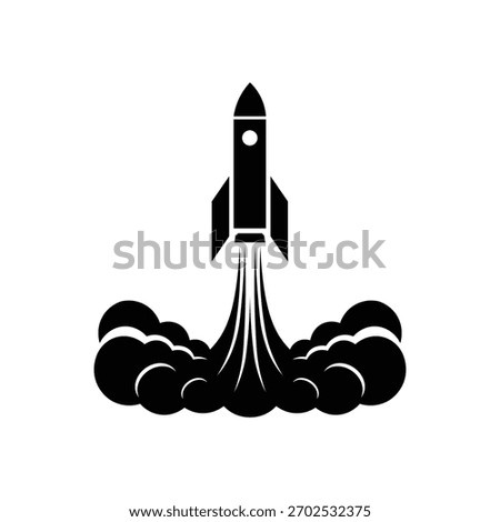 Rocket launch icon with smoke trail representing startup and success