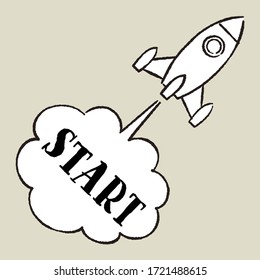 Rocket launch icon. Spaceship startup sign. Spacecraft flight symbol. Vector illustration.