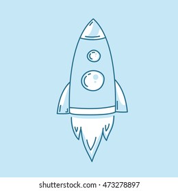 Rocket launch icon. Spaceship startup sign. Line style
