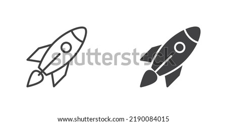 Rocket launch icon. Startup rocket line and glyph version, outline and filled vector sign. linear and full pictogram. Symbol, logo illustration. Different style icons set