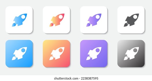 Rocket launch icon, startup symbols Rocket button gradient color for web app logo design - Vector