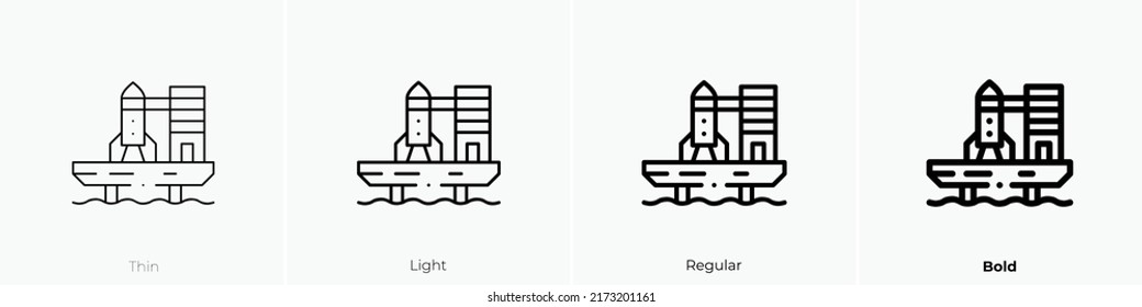 rocket launch icon. Thin, Light Regular And Bold style design isolated on white background